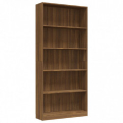 Bücherregal 5 Fächer Braun Eichen-Optik 80x24x175 Holzwerkstoff