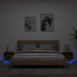 Nachttische mit LED-Leuchten 2 Stk. Räuchereiche 40x39x37 cm