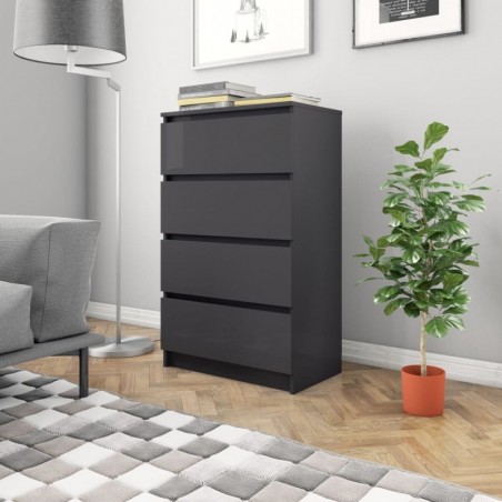 Sideboard Hochglanz-Grau 60x35x98,5 cm Spanplatte