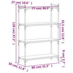 Bücherregal 4 Böden Braun Eiche-Optik 80x30x120cm Holzwerkstoff