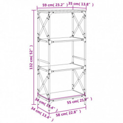 Bücherregal 4 Böden Grau Sonoma 59x35x132 cm Holzwerkstoff