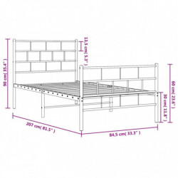 Bettgestell mit Kopf- und Fußteil Metall Schwarz 80x200 cm