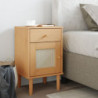 Nachttisch SENJA Rattan-Look Braun 40x35x65cm Massivholz Kiefer