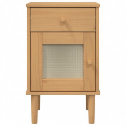 Nachttisch SENJA Rattan-Look Braun 40x35x65cm Massivholz Kiefer