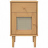 Nachttisch SENJA Rattan-Look Braun 40x35x65cm Massivholz Kiefer