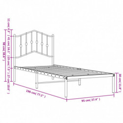 Bettgestell mit Kopfteil Metall Schwarz 90x190 cm