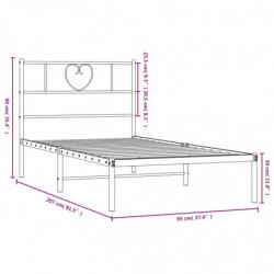 Bettgestell mit Kopfteil Metall Weiß 90x200 cm