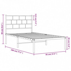 Bettgestell mit Kopfteil Metall Schwarz 90x190 cm