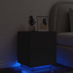Nachttisch mit LED-Leuchten Schwarz Holzwerkstoff