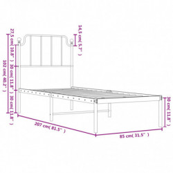 Bettgestell mit Kopfteil Metall Schwarz 80x200 cm