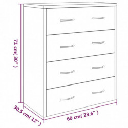 Kommode mit 4 Schubladen 60x30,5x71 cm Braun Eichen-Optik