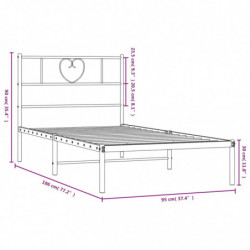 Bettgestell mit Kopfteil Metall Schwarz 90x190 cm