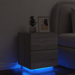 Nachttisch mit LED-Leuchten Grau Sonoma Holzwerkstoff