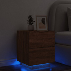 Nachttisch mit LED-Leuchten Braun Eichen-Optik Holzwerkstoff