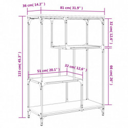 Bücherregal Braun Eiche 81x36x115 cm Holzwerkstoff und Stahl