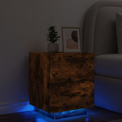 Nachttisch mit LED-Leuchten Räuchereiche Holzwerkstoff
