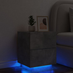 Nachttisch mit LED-Leuchten Betongrau Holzwerkstoff