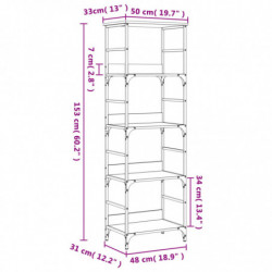 Bücherregal Braun Eichen-Optik 50x33x153 cm Holzwerkstoff