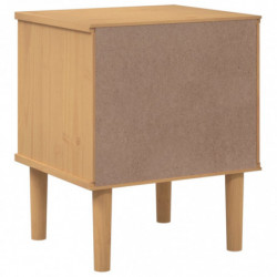 Nachttisch SENJA Rattan-Look Braun 40x35x48cm Massivholz Kiefer