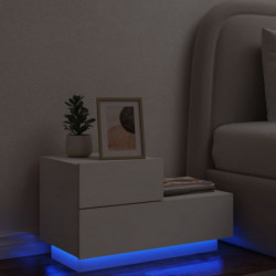Nachttisch mit LED-Leuchten Weiß 70x36x40,5 cm