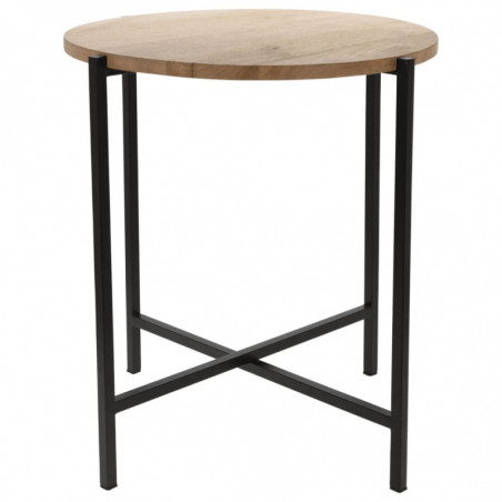 Ambiance Beistelltisch Rund Holz und Metall 45 cm