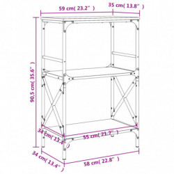 Bücherregal 3 Böden Grau Sonoma 59x35x90,5 cm Holzwerkstoff