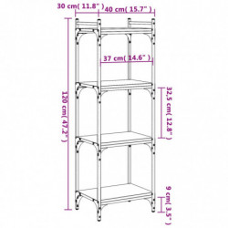 Bücherregal 4 Böden Schwarz 40x30x120 cm Holzwerkstoff