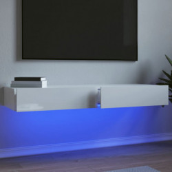 TV-Schränke mit LED-Leuchten 2 Stk. Hochglanz-Weiß 60x35x15,5cm