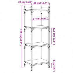 Bücherregal 4 Böden Sonoma-Eiche 40x30x120 cm Holzwerkstoff