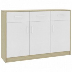 Sideboard Weiß und Sonoma-Eiche 110x30x75 cm Spanplatte