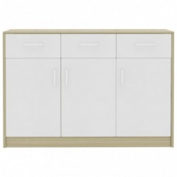 Sideboard Weiß und Sonoma-Eiche 110x30x75 cm Spanplatte