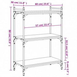 Bücherregal 3 Böden Grau Sonoma 60x30x86 cm Holzwerkstoff