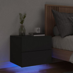Wand-Nachttisch mit LED-Leuchten Schwarz
