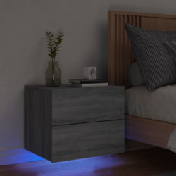 Wand-Nachttisch mit LED-Leuchten Grau Sonoma