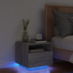 Nachttisch mit LED-Leuchten Grau Sonoma 40x39x37 cm