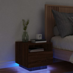 Nachttisch mit LED-Leuchten Braun Eichen-Optik 40x39x37 cm