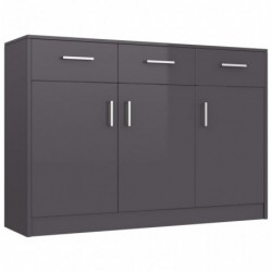 Sideboard Hochglanz-Grau 110x30x75 cm Spanplatte