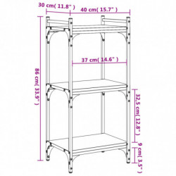 Bücherregal 3 Böden Räuchereiche 40x30x86 cm Holzwerkstoff