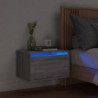 Wand-Nachttisch mit LED-Leuchten Grau Sonoma