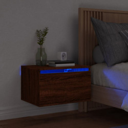 Wand-Nachttisch mit LED-Leuchten Braun Eichen-Optik