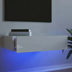 TV-Schrank mit LED-Leuchten Hochglanz-Weiß 60x35x15,5 cm