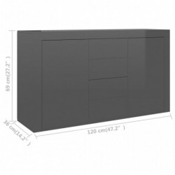 Sideboard Hochglanz-Grau 120×36×69 cm Spanplatte