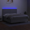 Boxspringbett mit Matratze & LED Hellgrau 160x200 cm Stoff