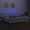 Boxspringbett mit Matratze & LED Creme 200x200 cm Stoff