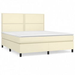 Boxspringbett mit Matratze Creme 160x200 cm Kunstleder