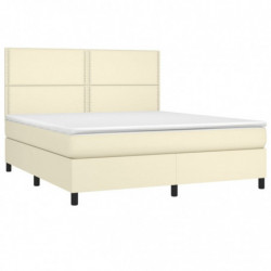 Boxspringbett mit Matratze Creme 160x200 cm Kunstleder