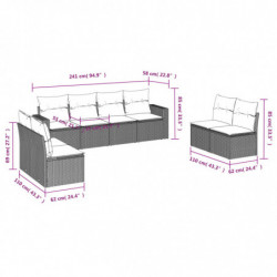 8-tlg. Garten-Sofagarnitur mit Kissen Schwarz Poly Rattan