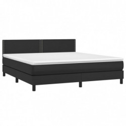 Boxspringbett mit Matratze & LED Schwarz 180x200 cm Kunstleder