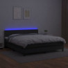 Boxspringbett mit Matratze & LED Schwarz 180x200 cm Kunstleder