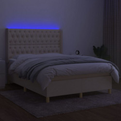 Boxspringbett mit Matratze & LED Creme 140x190 cm Stoff